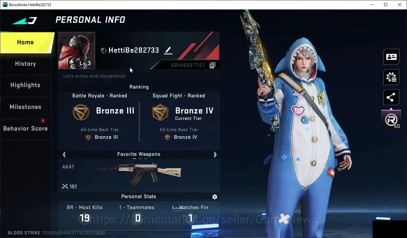 Blood Strike Accounts Collab Skin ASIA|COLLAB NetLegends NOVA-Missa's Shark Skin | ULTRA KRAKEN-Purple Lightning 2