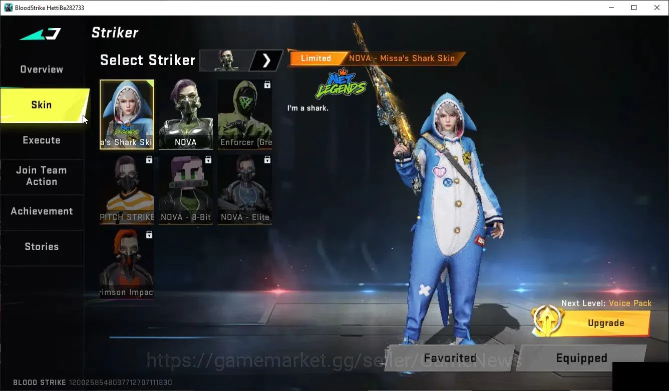 Blood Strike Accounts Collab Skin ASIA|COLLAB NetLegends NOVA-Missa's Shark Skin | ULTRA KRAKEN-Purple Lightning 3