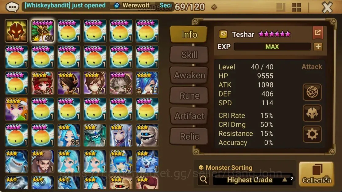 Summoners War: Sky Arena Accounts Starter GLOBAL | NB 5 TESHAR,Starter Gacha 115 12Y+160 11Y Scrool, 3 Legendary All 1
