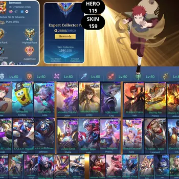 Mobile Legends: Bang Bang Accounts Smurf BEST OFFER | HERO 115 | SKIN 159 | VALE NARUTO | CYCLOPS SPONGEBOB | LOLITA RISING