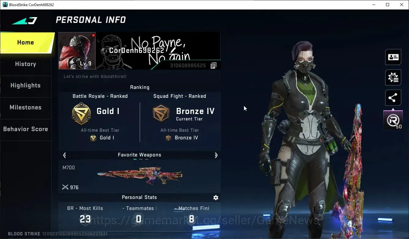 Blood Strike Accounts ASIA|Starter ETERNAL Lv3 M700-Seraph|NetEase|Check image 2