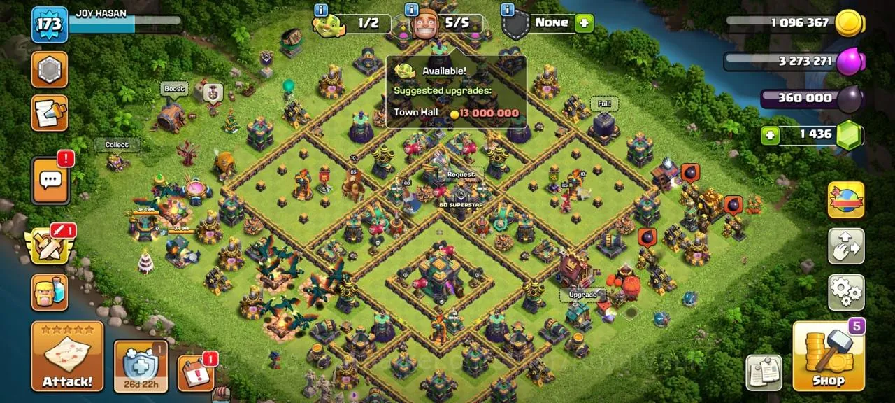 Clash of Clans Accounts High-End TH14 Max | Level 173 | BK 85 | AQ 85 | GW 60 | RC 30 | MP 60 | Gems 1436 | INSTANT DELIVERY 1