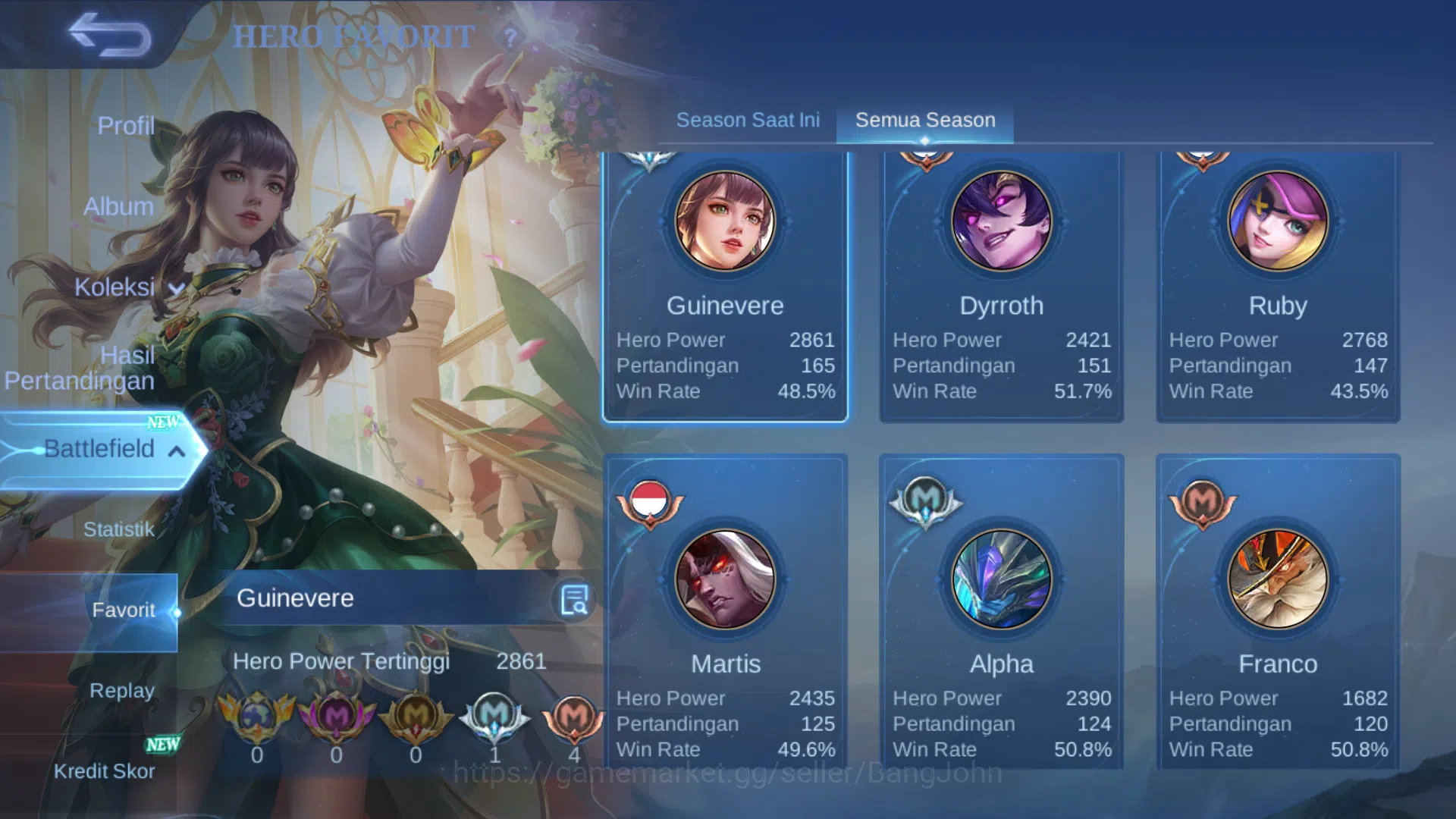 Mobile Legends: Bang Bang Accounts Hero 110 | Skin 160 | Luckybox Guinevere | Lightbo image 16