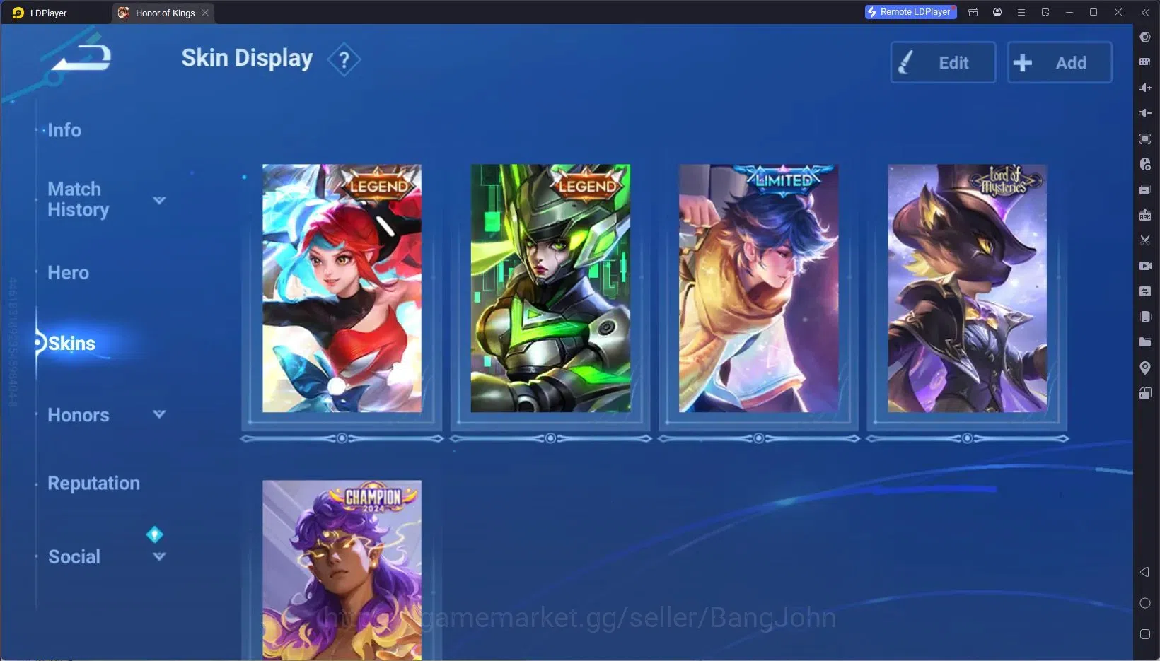 Honor of Kings Accounts Global | 56H 34S | 2 LEGEND skins, 1 LIMITED skin, image 7