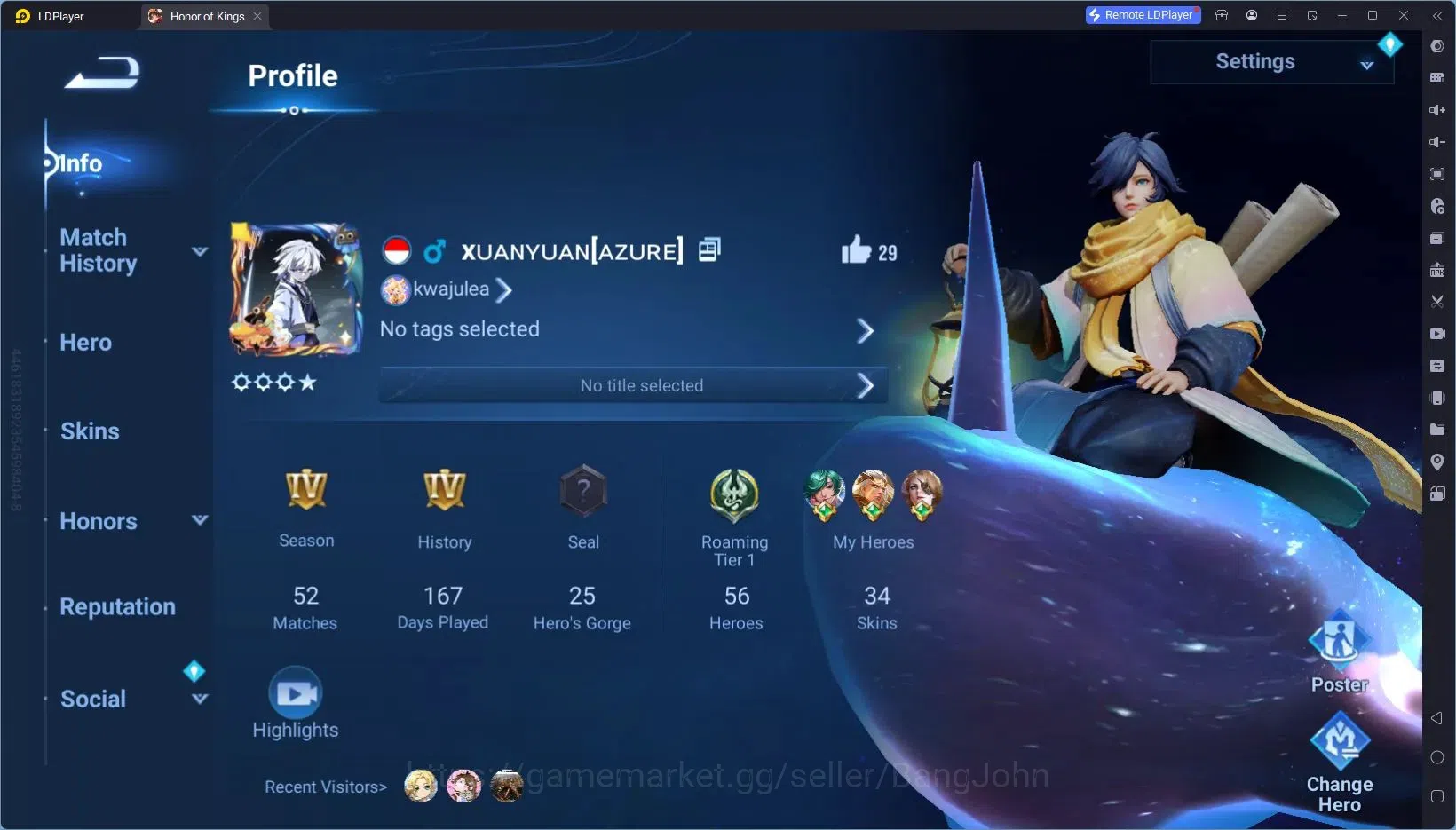 Honor of Kings Accounts Global | 56H 34S | 2 LEGEND skins, 1 LIMITED skin, image 8