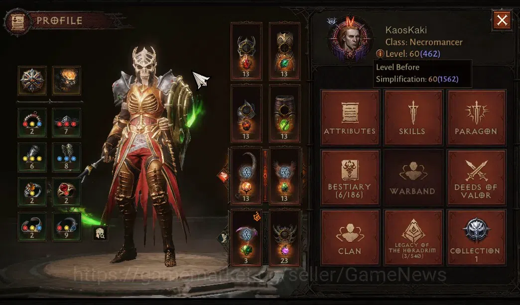 Diablo Immortal Accounts SA - Malah|CS ON|Lv60(462)|Necromancer|42k CR|Reso image 3