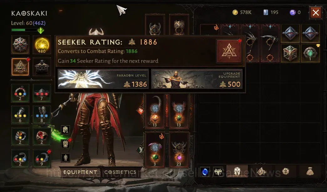 Diablo Immortal Accounts SA - Malah|CS ON|Lv60(462)|Necromancer|42k CR|Reso image 5