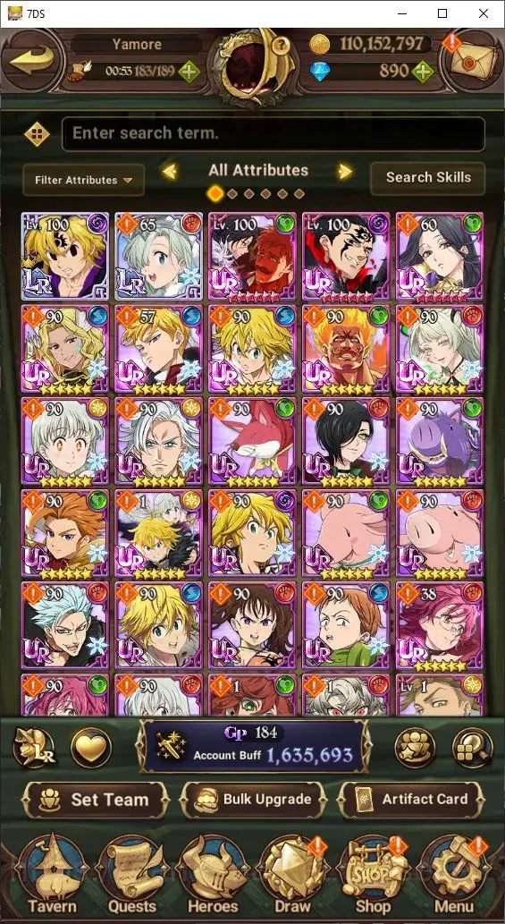 The Seven Deadly Sins: Grand Cross Accounts Midgame Global|1.6M CC|Story CH14|890 Diamonds| 2LR+11UR(Nemesis Meliodas 1