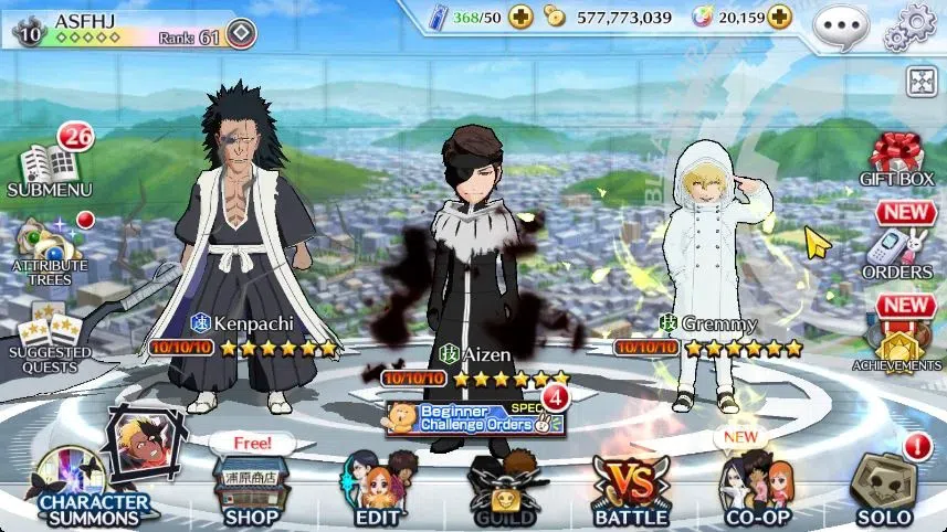 Bleach: Brave Souls Accounts High-End Global |121K BP+20K Orb|FreshStory|Gremmy 9th|Ichigo Renewed|Aizen TYBW|Kenpachi 1