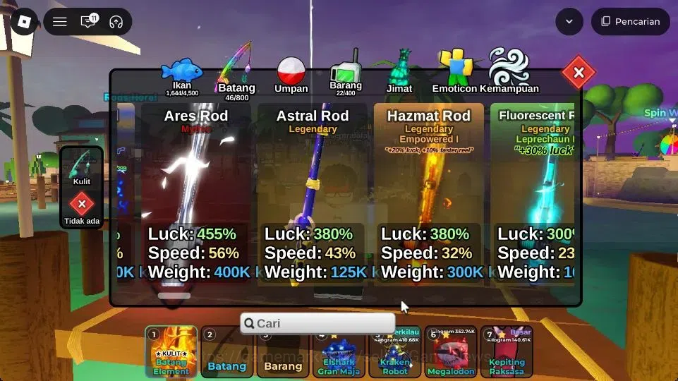 Roblox Accounts FISH IT Lv 768|1 SC+4 Myth Rod(Element,Bamboo,Ghos image 4