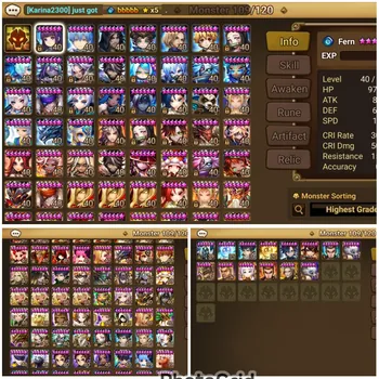 Summoners War: Sky Arena Accounts End-Game #SW622: RARE ACC!! [ASIA] 5 LD Nat5 DARK GOJO, Alexandra, Berghild, Benedict