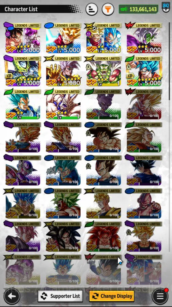 Dragon Ball Legends Accounts Mid-Tier 133,6M Total Power|LV 153|1LR 4UL+ 10LL|LR Piccolo,SS Goku,SS Trunks(Adult),Fusion 5