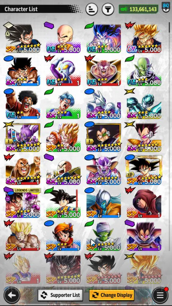 Dragon Ball Legends Accounts Mid-Tier 133,6M Total Power|LV 153|1LR 4UL+ 10LL|LR Piccolo,SS Goku,SS Trunks(Adult),Fusion 6