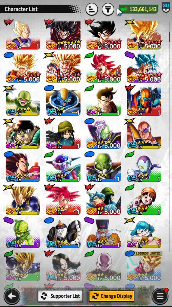 Dragon Ball Legends Accounts Mid-Tier 133,6M Total Power|LV 153|1LR 4UL+ 10LL|LR Piccolo,SS Goku,SS Trunks(Adult),Fusion 7