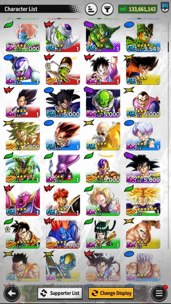 Dragon Ball Legends Accounts Mid-Tier 133,6M Total Power|LV 153|1LR 4UL+ 10LL|LR Piccolo,SS Goku,SS Trunks(Adult),Fusion 8