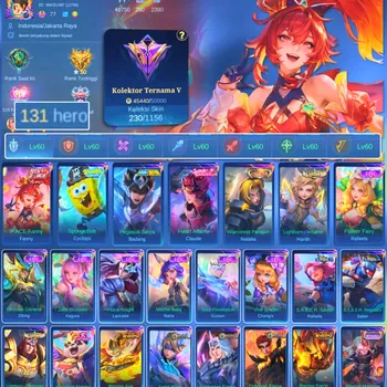 Mobile Legends: Bang Bang Accounts Others HERO 131 SKIN 230 | EMBLEM ALL MAX| COLECTOR NATALIA| CYPLOPS SPOBENGEBOB| EPIC