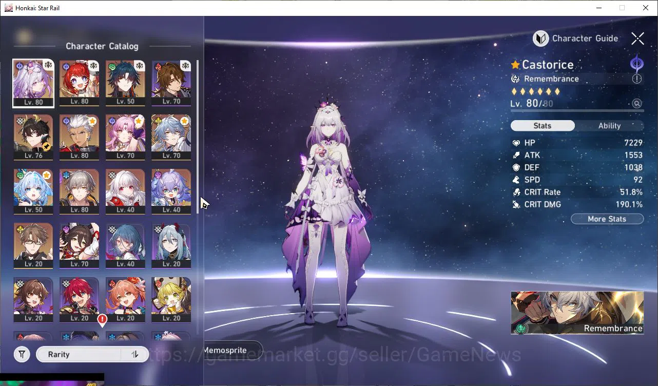 Honkai Star Rail Accounts Mid Game ASIA |TL 62|6 Limited |[Archer+Sign,Castorice,3B,Sunday,Cerydra,Dan HengPT]|MC 4