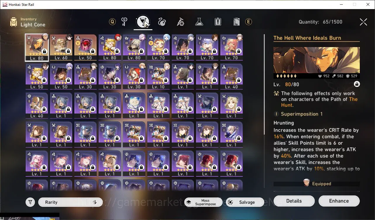 Honkai Star Rail Accounts Mid Game ASIA |TL 62|6 Limited |[Archer+Sign,Castorice,3B,Sunday,Cerydra,Dan HengPT]|MC 7