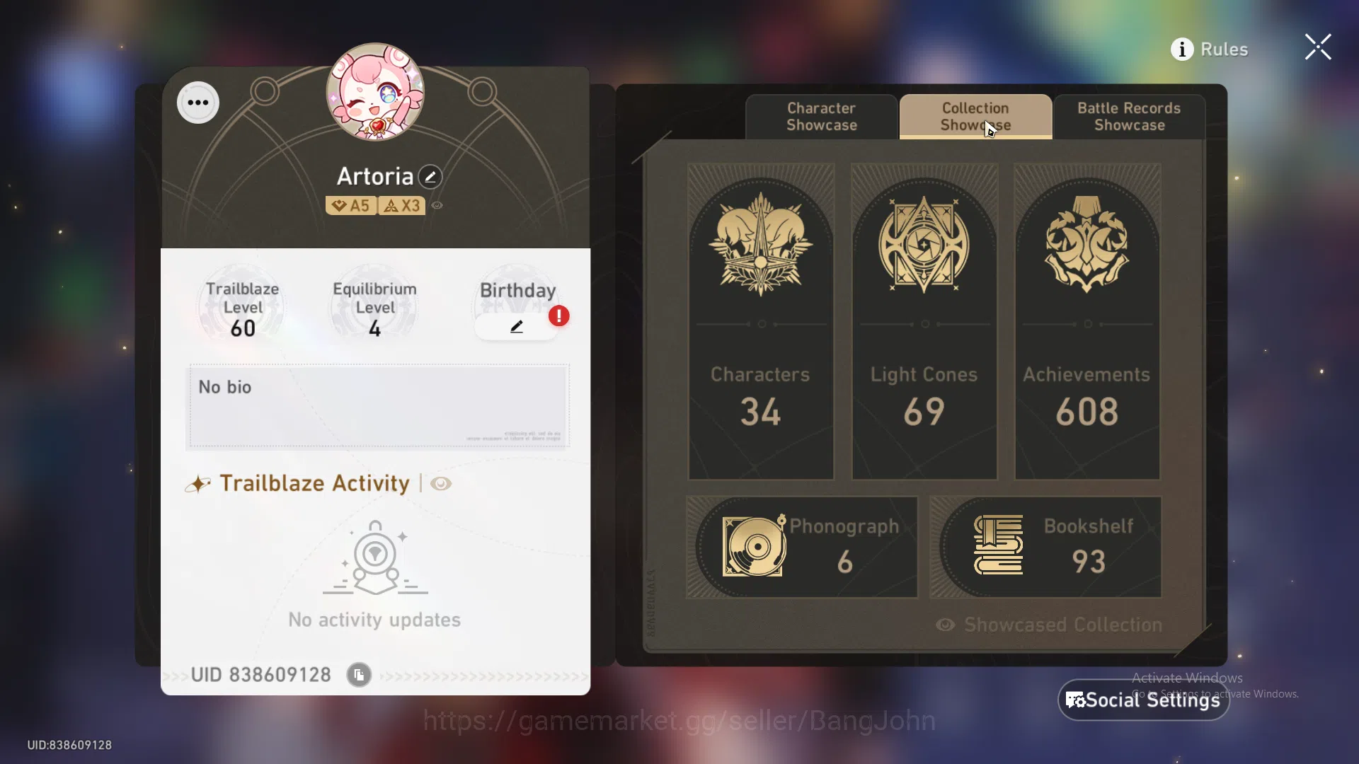 Honkai Star Rail Accounts ASIATL 60|7 Limit|Saber E6+Sign,Sunday,Sparkle,Rua image 3