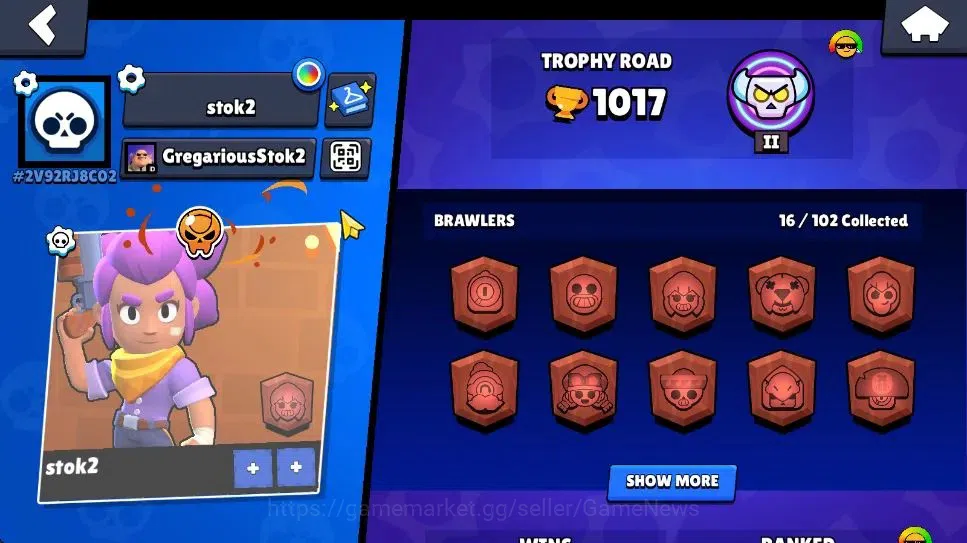 Brawl Stars Accounts 1017 Trophy|5593 Bling|16 Brawlers 1 Max Lvl [Colt,Emz] 1 Myth [El Quarterback] 1 Epic Skin 1 Super 2