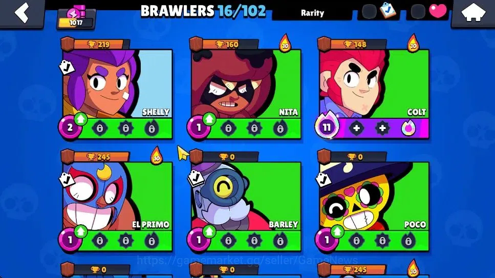 Brawl Stars Accounts 1017 Trophy|5593 Bling|16 Brawlers 1 Max Lvl [Colt,Emz] 1 Myth [El Quarterback] 1 Epic Skin 1 Super 8