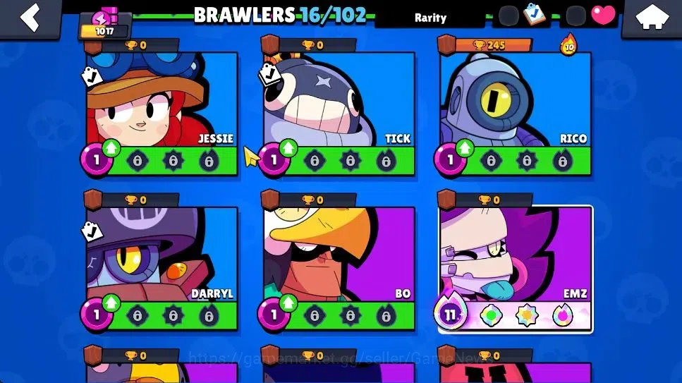 Brawl Stars Accounts 1017 Trophy|5593 Bling|16 Brawlers 1 Max Lvl [Colt,Emz] 1 Myth [El Quarterback] 1 Epic Skin 1 Super 9