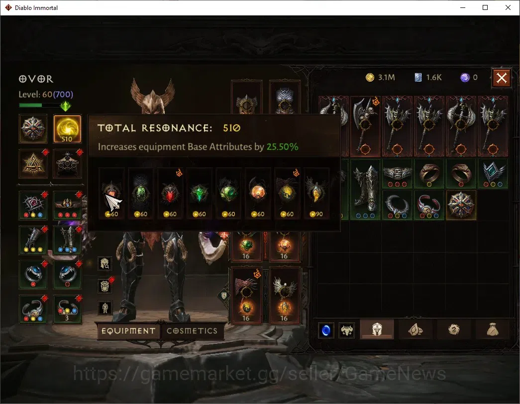 Diablo Immortal Accounts NA-High Heaevens|CS ON|Lv60(700)|Barbarian|40k CR| image 4