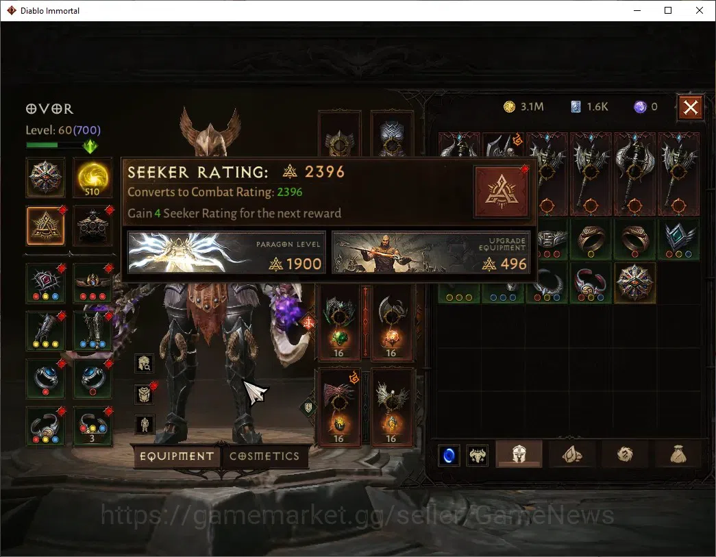 Diablo Immortal Accounts NA-High Heaevens|CS ON|Lv60(700)|Barbarian|40k CR| image 5
