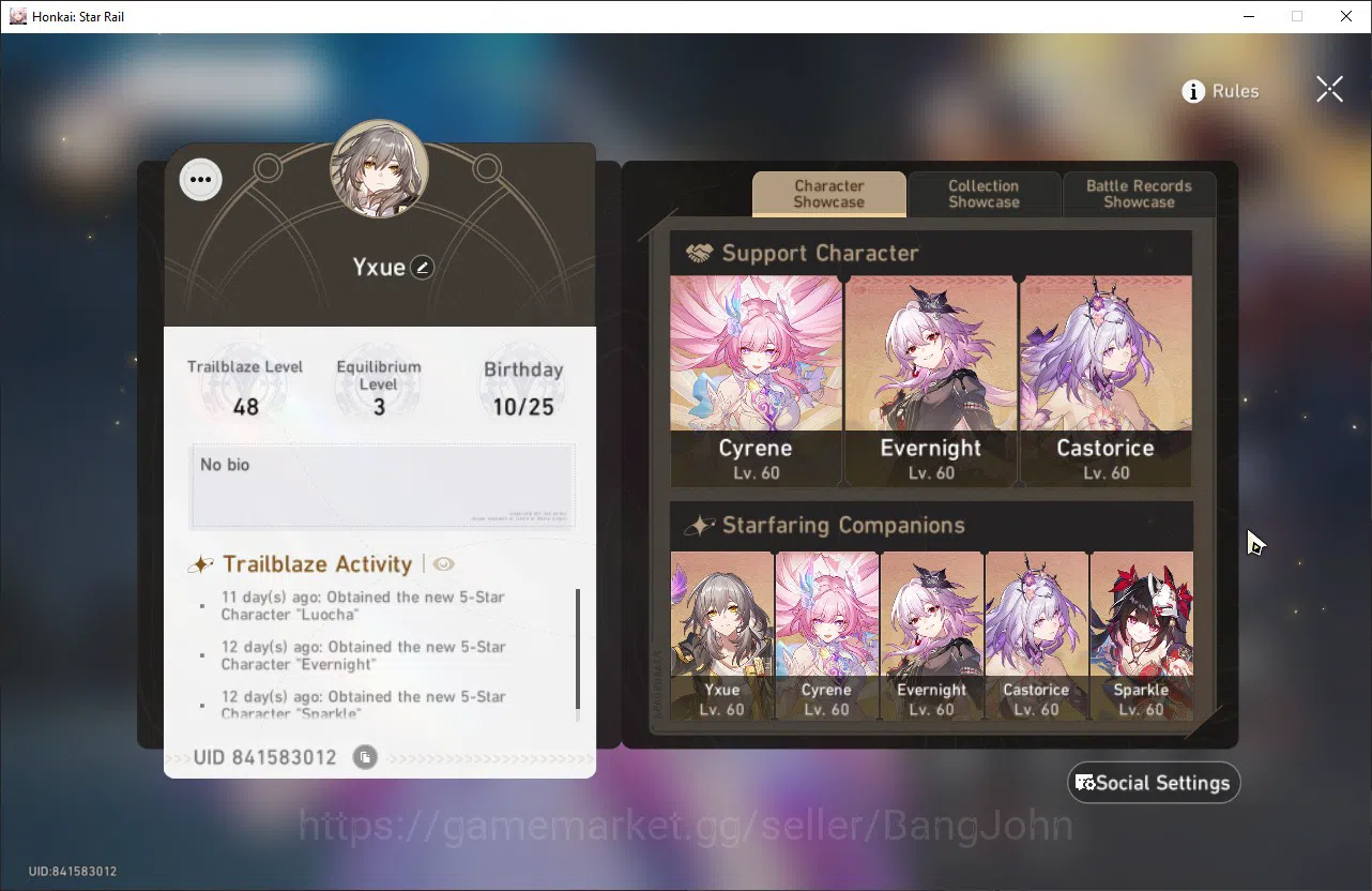 Honkai Star Rail Accounts ASIA | TL 48 | 7 Limit | Castorice | Cyrene | Ever image 15