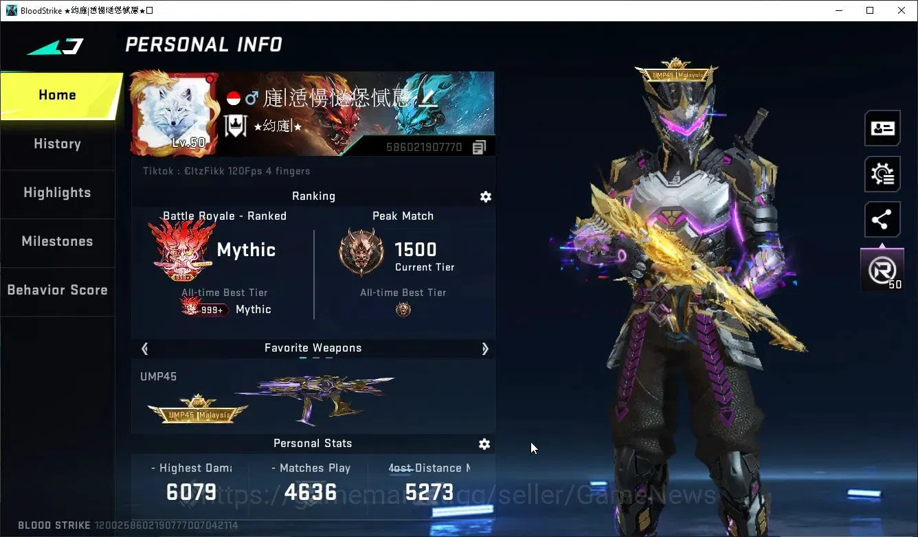 Blood Strike Accounts ASIA|ETERNAL Zero,DeAgle+MELEE Shuriken,Collab ENZ image 2