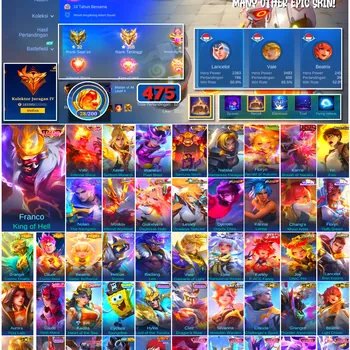 Mobile Legends: Bang Bang Accounts #4582 475 Skins | Franco King of Hell (LEGEND) | Valir Infernal Blaze (LEGEND) | Chang'e