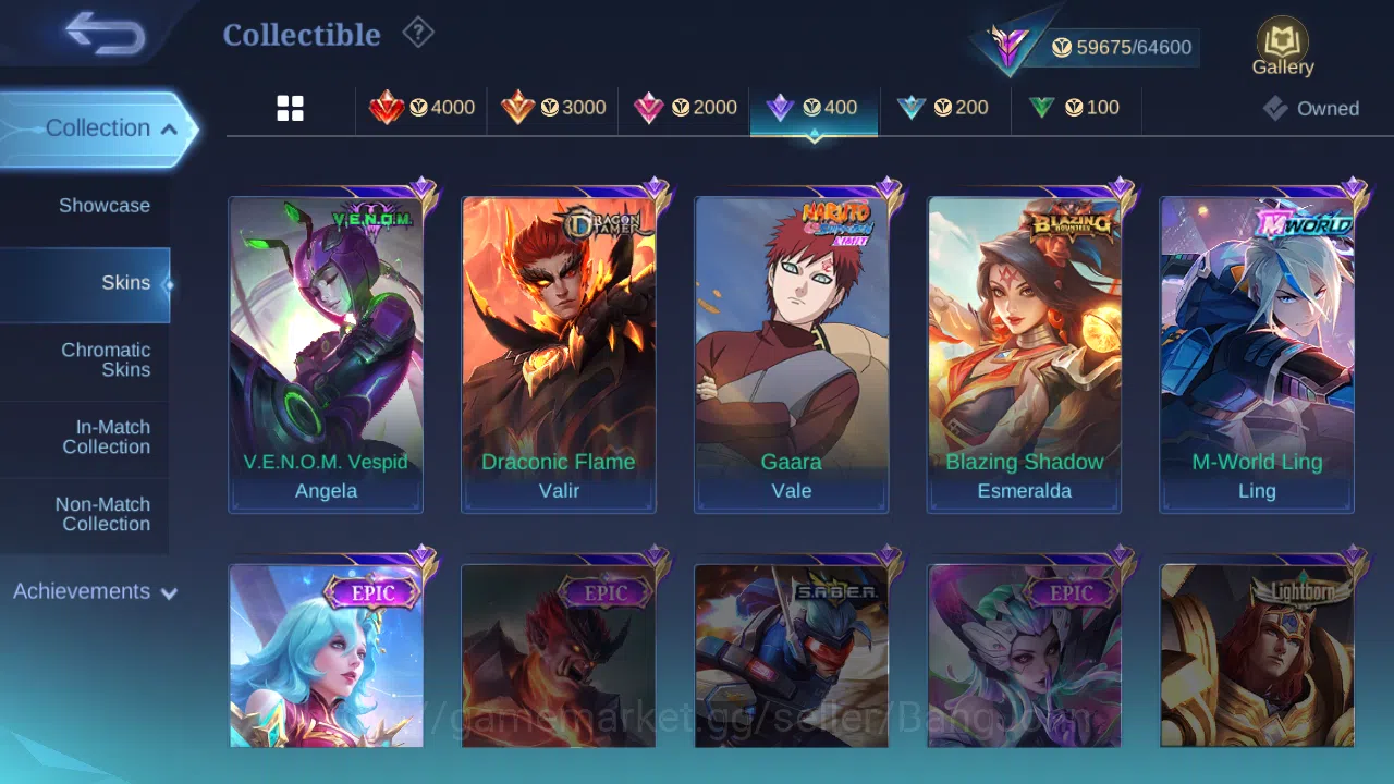 Mobile Legends: Bang Bang Accounts Others Hero 118 | skin 213 | emblem all max | renowed collector 3 | wr 54 % ex immo 100 11