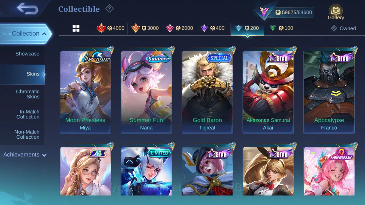 Mobile Legends: Bang Bang Accounts Others Hero 118 | skin 213 | emblem all max | renowed collector 3 | wr 54 % ex immo 100 13