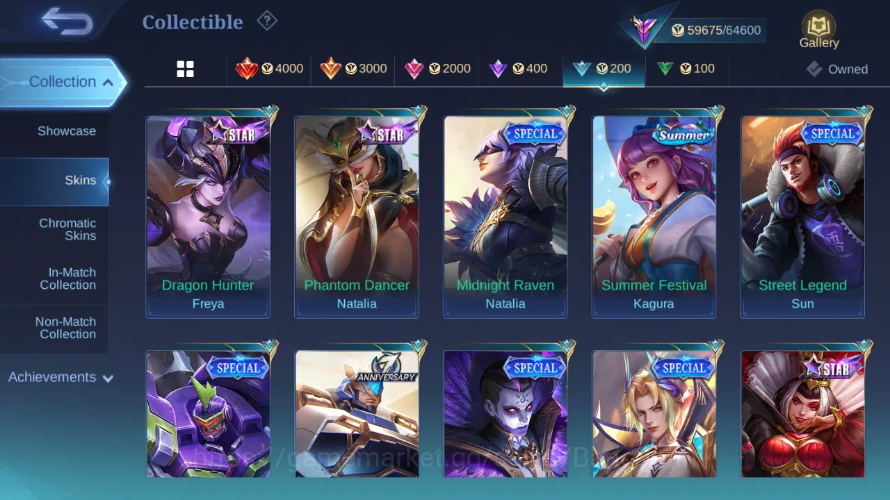 Mobile Legends: Bang Bang Accounts Others Hero 118 | skin 213 | emblem all max | renowed collector 3 | wr 54 % ex immo 100 15