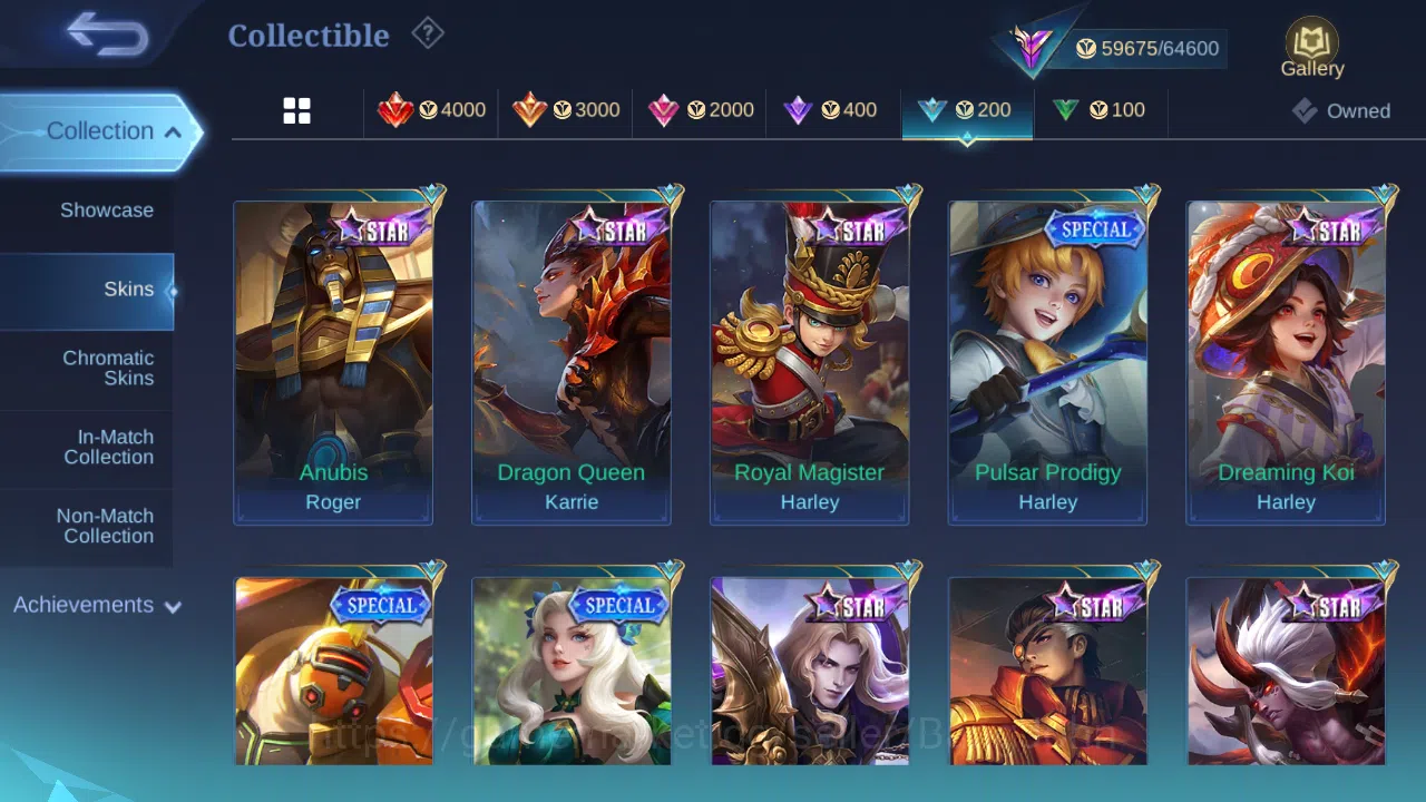 Mobile Legends: Bang Bang Accounts Others Hero 118 | skin 213 | emblem all max | renowed collector 3 | wr 54 % ex immo 100 17