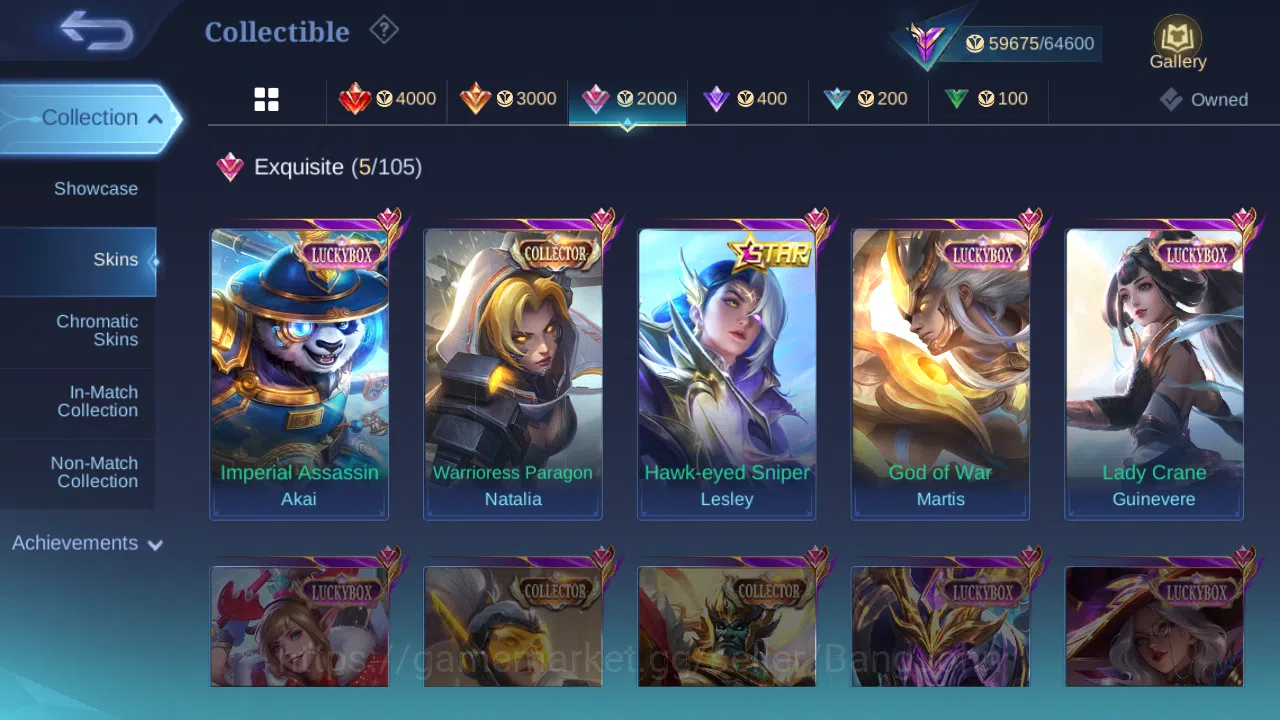 Mobile Legends: Bang Bang Accounts Others Hero 118 | skin 213 | emblem all max | renowed collector 3 | wr 54 % ex immo 100 7