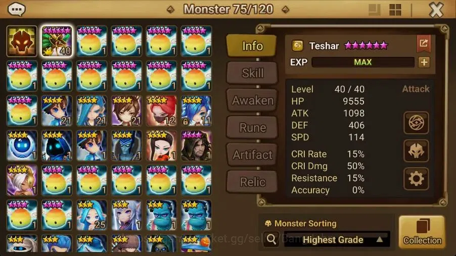 Summoners War: Sky Arena Accounts Starter GLOBAL | NB 5 TESHAR,Starter Gacha 115 12Y+160 11Y Scrool, 3 Legendary All 2