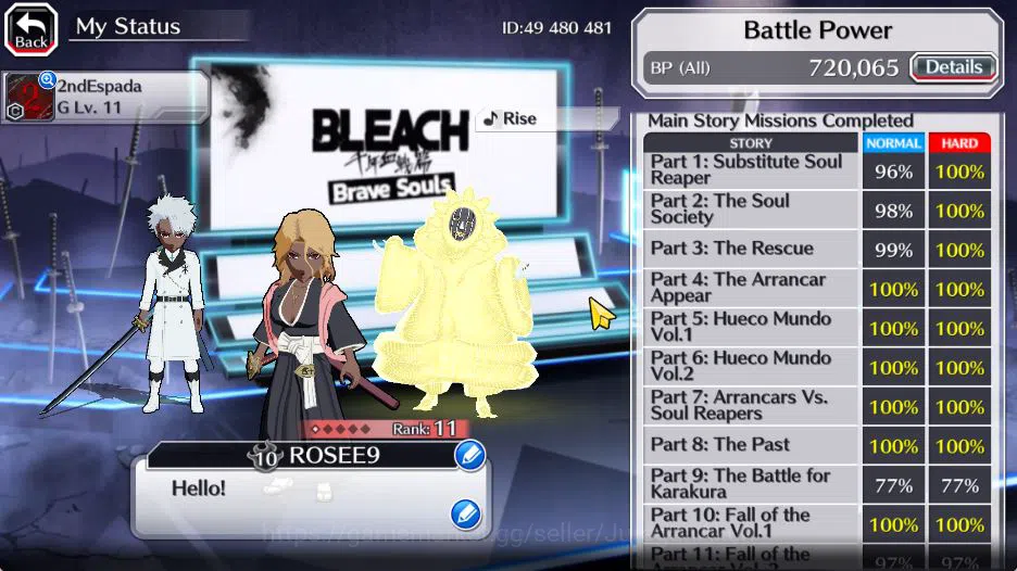 Bleach: Brave Souls Accounts High-End [GLOBAL]47K Orbs|Trio TYBW25(Rangiku,Toshiro,Mayuri),Kon,Trio Battle Fierce,Etc|4,7K 3