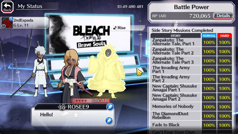 Bleach: Brave Souls Accounts High-End [GLOBAL]47K Orbs|Trio TYBW25(Rangiku,Toshiro,Mayuri),Kon,Trio Battle Fierce,Etc|4,7K 4