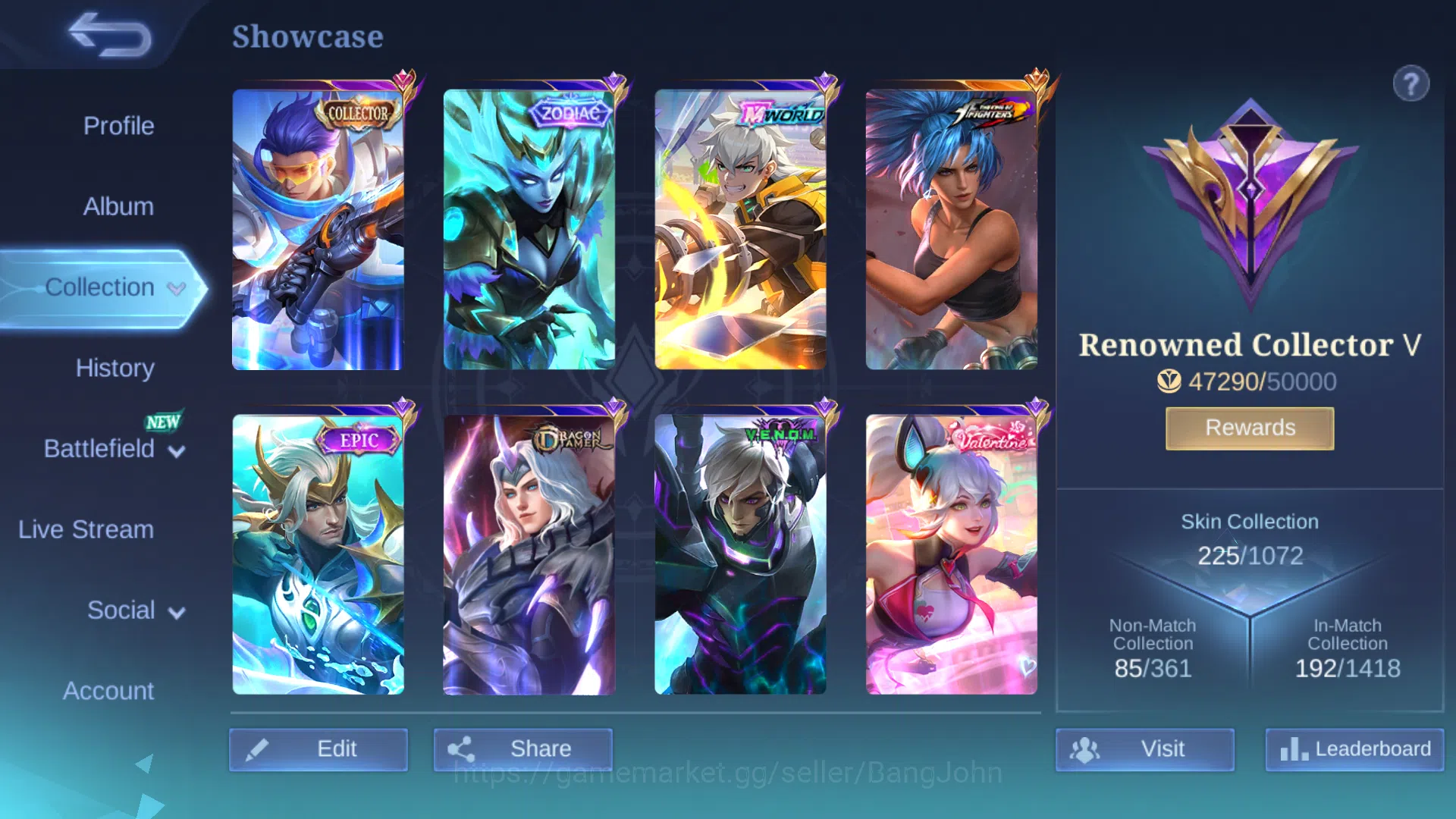 Mobile Legends: Bang Bang Accounts Hero 131 | Skin 225 | Emblem All Max | Collector G image 2