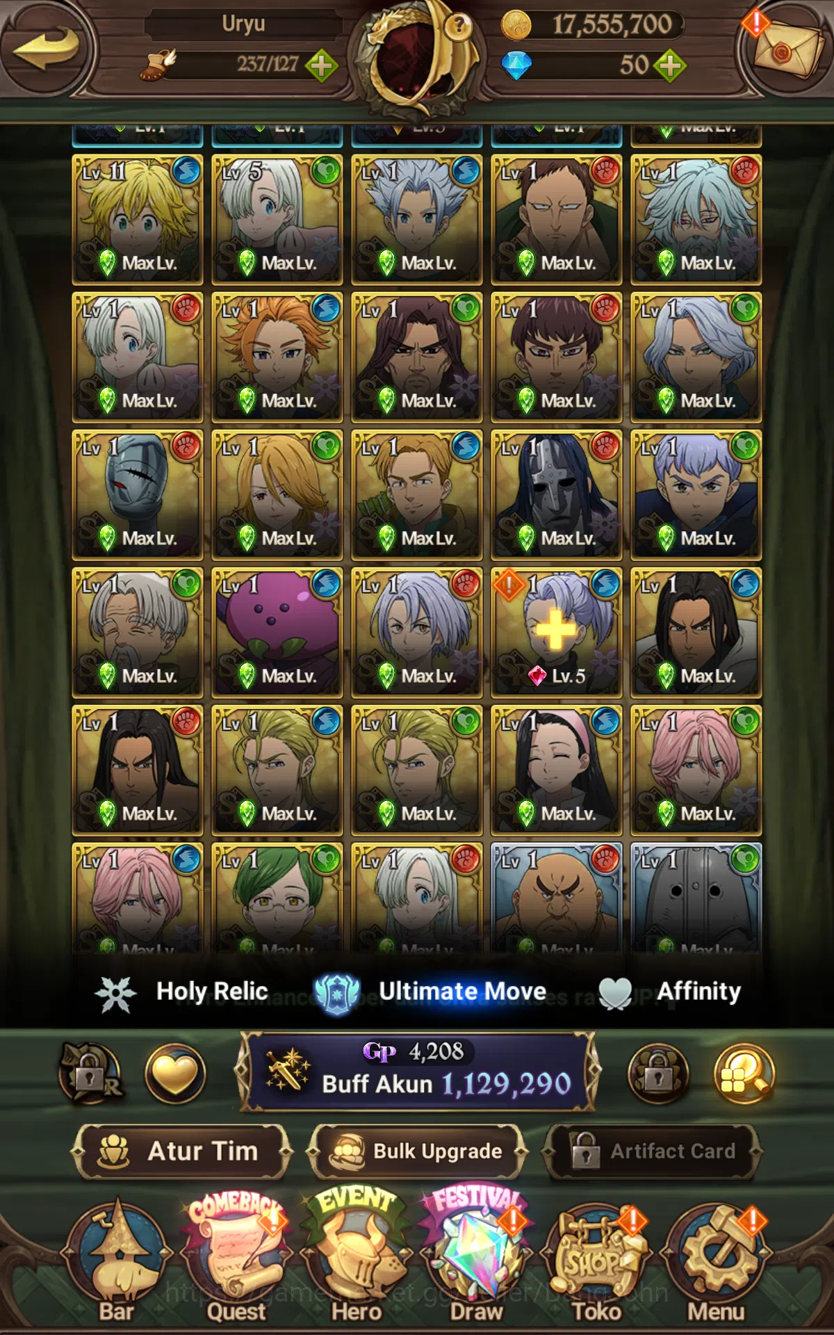 The Seven Deadly Sins: Grand Cross Accounts Global|Starter|1.1M CC|UR Merlin&Esca,Eastin,Chaos image 10