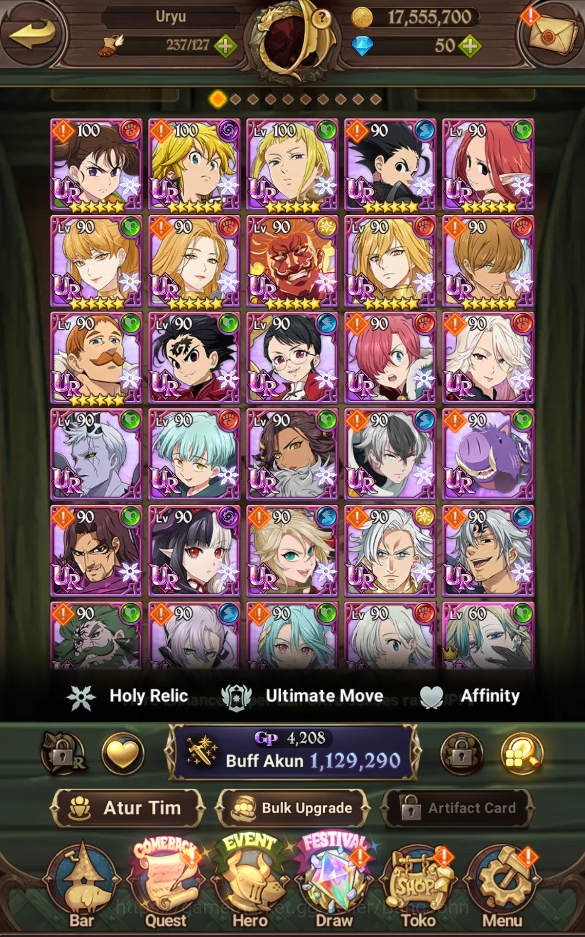 The Seven Deadly Sins: Grand Cross Accounts Global|Starter|1.1M CC|UR Merlin&Esca,Eastin,Chaos image 7