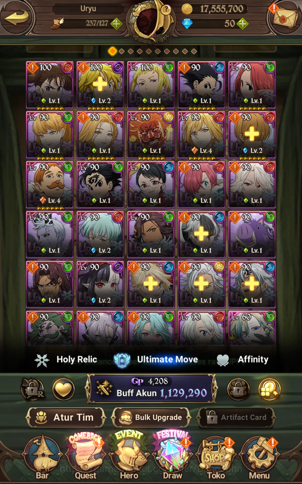 The Seven Deadly Sins: Grand Cross Accounts Global|Starter|1.1M CC|UR Merlin&Esca,Eastin,Chaos image 8