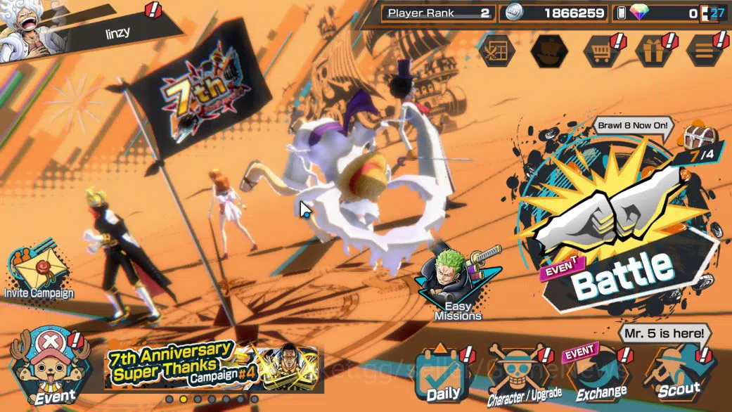 One Piece Bounty Rush Accounts Starter Global|4 EX|BP Kuzan,[Borsalino],5Elders Saturn,Onigashima Zoro,4Emperor Luffy|Rank