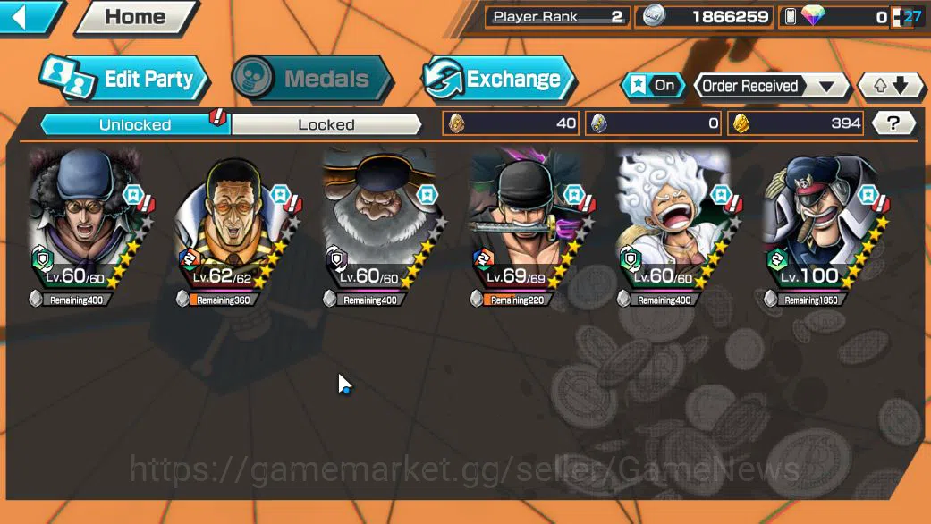 One Piece Bounty Rush Accounts Starter Global|4 EX|BP Kuzan,[Borsalino],5Elders Saturn,Onigashima Zoro,4Emperor Luffy|Rank 3