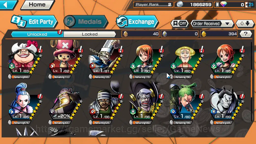 One Piece Bounty Rush Accounts Starter Global|4 EX|BP Kuzan,[Borsalino],5Elders Saturn,Onigashima Zoro,4Emperor Luffy|Rank 5