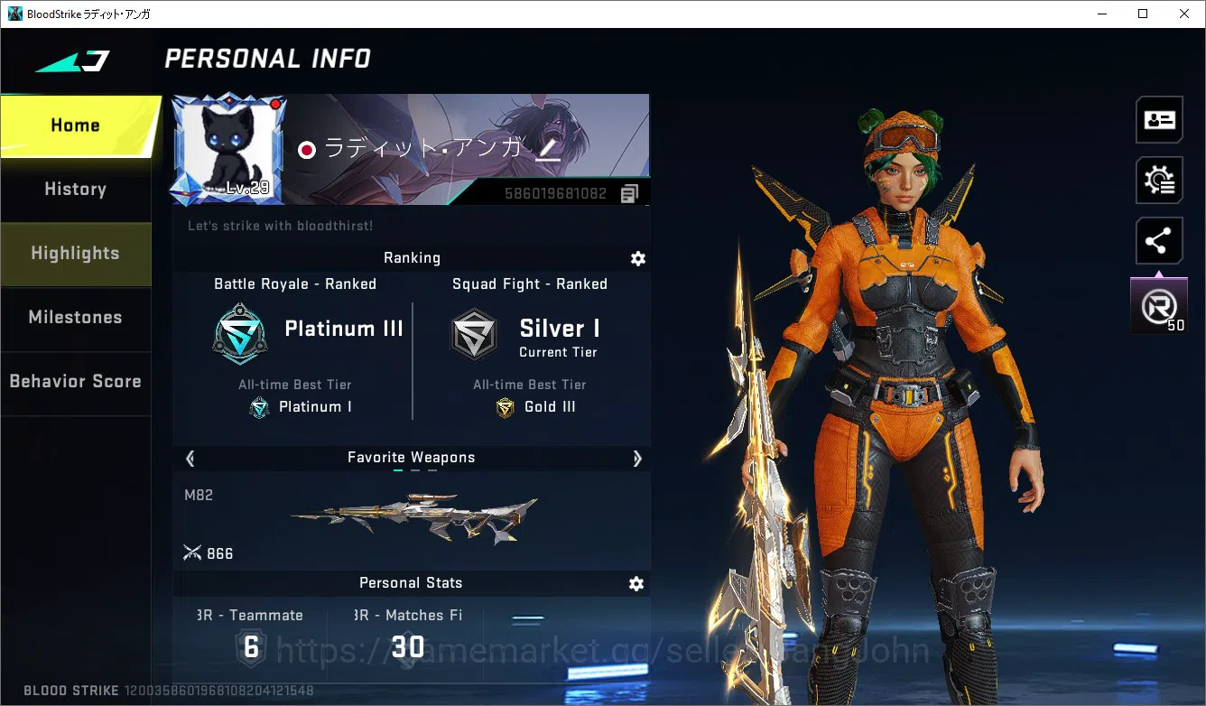Blood Strike Accounts ASIA | 7DS AK47, AOT KAG, Ultra M82+Vector, Melee image 1