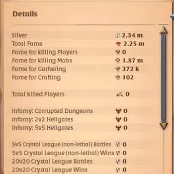 Albion Online High-End ASIA | 2,25M Total Fame - 2,34M Silver | T8 Ore Mi image 1