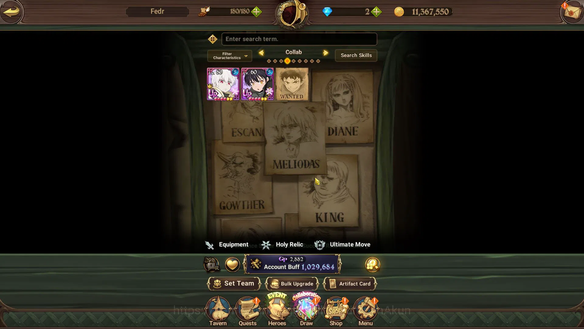 The Seven Deadly Sins: Grand Cross Accounts Starter Globa l1M CC|Starter Ch4|3 UR + Collab Fire Force|Thor,DKM,Arthur,Sho 3