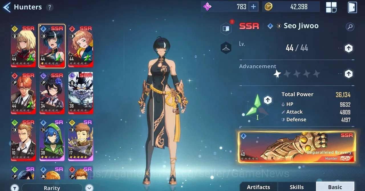 Solo Leveling: ARISE Accounts 7 SSR | (Moonshadow A1, Plum, Scythe) Cha Hae+Weap, SeoJiwoo A1+Weap, SilverMane+Weap, Choi 4